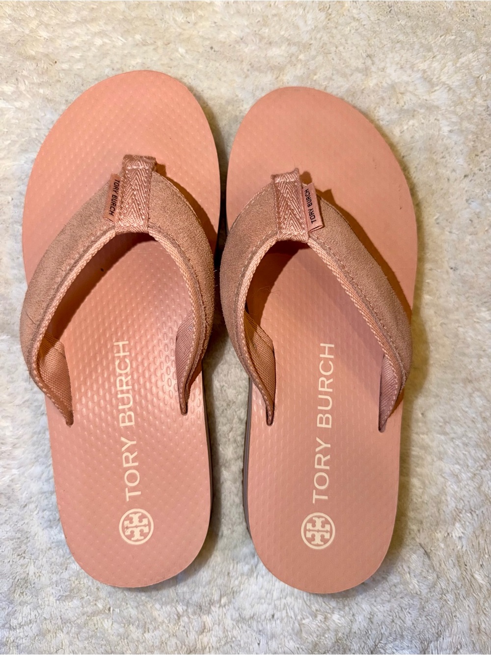 Tory Burch Blush Pink Logo Thong Sandals